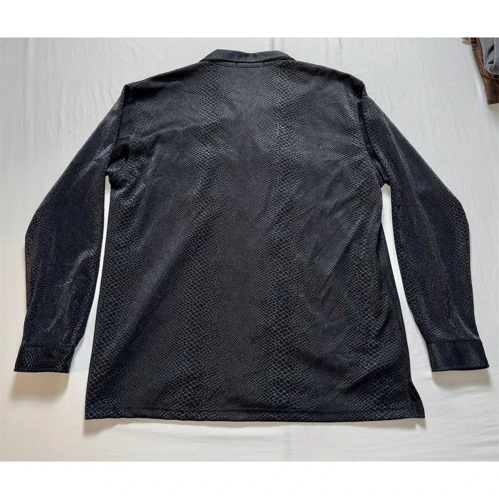 Beaugent Men's Black‎ Textured Long Sleeve Button-Down Shirt Size L luxury snake